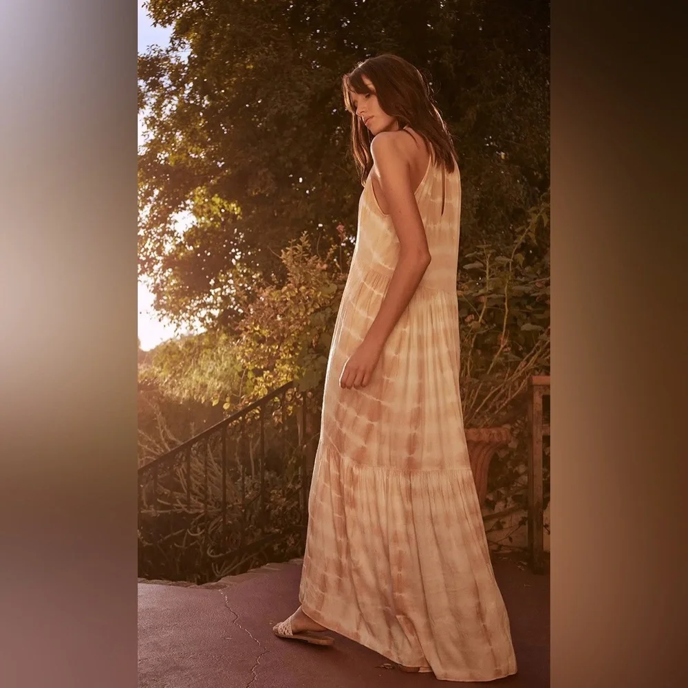 SAYLOR Amaranth Striped Tie-Dye Tiered Maxi Dress - Picture 2 of 11